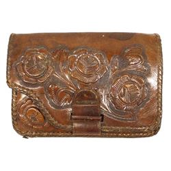 Vintage Western Tooled Leather Clutch Purse