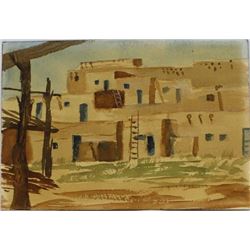 Original Watercolor Painting of New Mexico Pueblo