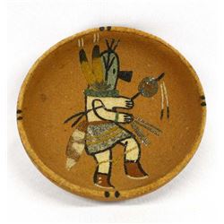 Native American Sand Painted Bowl, E.J. Mocasque