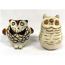 2 Vintage Native American Acoma Pottery Owls