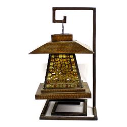 Arts & Crafts Copper and Stained Glass Lantern