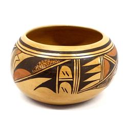 Hopi Polychrome Pottery Bowl by Gertrude Adams