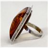 Image 2 : Sterling Silver Amber Ring, Size 5.5