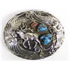 Image 1 : Handcrafted SSI Turquoise Elk Buckle, Made in USA