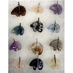 12 Carved Stone Bear Fetish Pendants