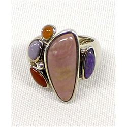 Sterling Silver Multi-Stone Ring, Size 7.25