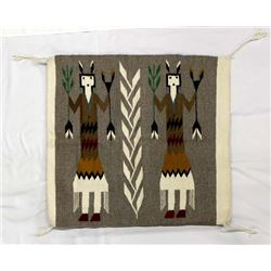 Navajo Yei Wool Textile Rug from Tuba City, AZ