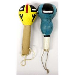 2 Vintage Native American Hopi Gourd Rattles