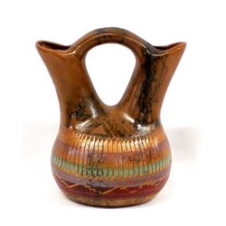 Navajo Ceramic Horse Hair Pottery Wedding Vase