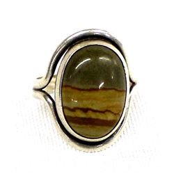 Sterling & Picture Jasper Ring, Size 7.5