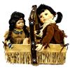 Image 1 : Vintage Basket with 2 Native American Style Dolls