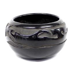 Santa Clara Carved Avanyu Pottery Bowl by Tafoya