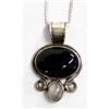 Image 1 : Sterling Onyx and Moonstone Pendant Necklace