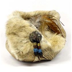 Rabbit Fur Trimmed Coconut Bark Basket