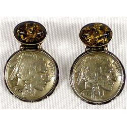 Navajo Sterling Buffalo Nickel Earrings