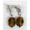 Image 1 : Sterling Silver Amber Dangle Earrings