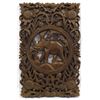 Image 1 : Ornate Asian Carved Wood Relief Panelm with Lotus Blossoms