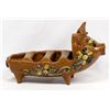 Image 1 : Mexican Glazed Redware Pottery Pig Napkin Holder
