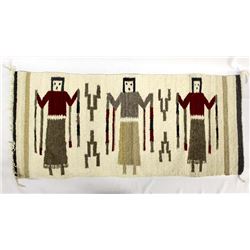 Vintage Native American Navajo 3 Yei Textile Rug
