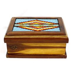 Hand Beaded Cedar Wood Box by Kills Thunder