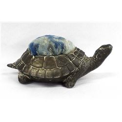 Antique Spelter Metal Turtle Pin Cushion