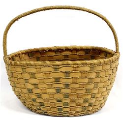 Native American Micmac Single Handled Basket