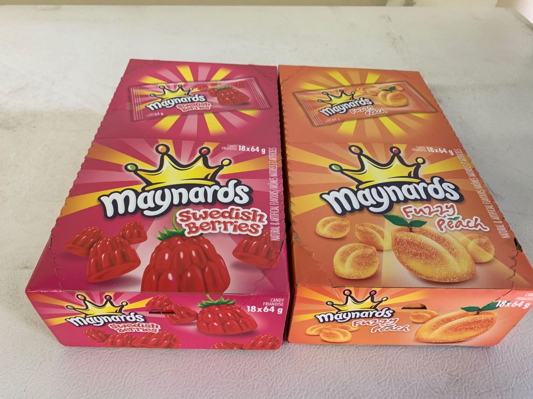 Lot of 2 Maynards swedish berries and fuzzy peach 2 x 18 x 64g