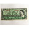 Image 1 : 1954 Canadian $1.00 one digit Radar Note OP9999999