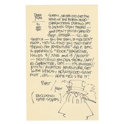 Alex Toth Letter with Self-Portrait.