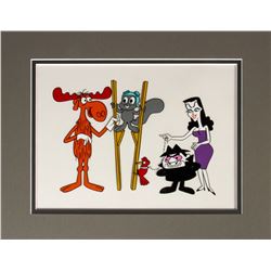 "Rocky & Bullwinkle" Hand-Painted Scene Cel.
