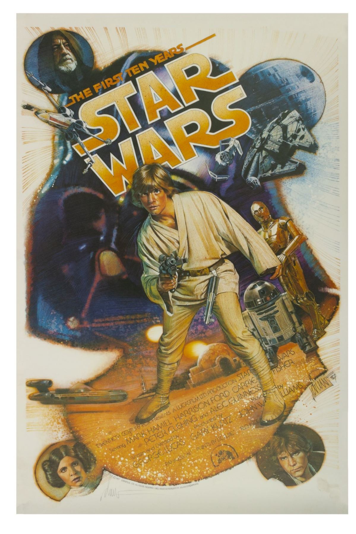 Drew Struzan art STAR WARS 10th anniv nr mint postcard Drew Struzan art STAR WARS 10th anniv nr mint postcard