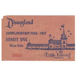 1957 Disneyland Complimentary Admission Pass.
