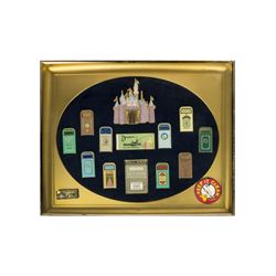 Framed Set of Disneyland Trash Can Pins.