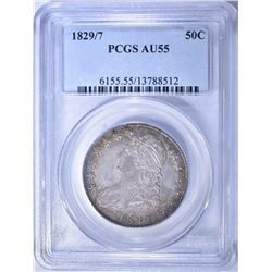 1829/7 BUST HALF DOLLAR, PCGS AU-55