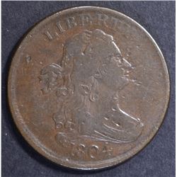 1804 DRAPED BUST HALF CENT, XF marks on obverse