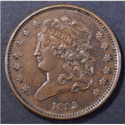 1832 CLASSIC HEAD HALF CENT, AU/BU