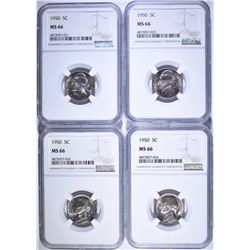 (4) 1950 JEFFERSON NICKELS BETTER DATE