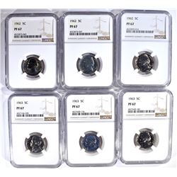 3 - 1962, 3 - 1963 JEFFERSON NICKELS NGC