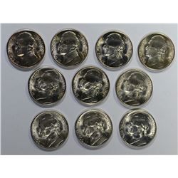 10-BU 1944-S SILVER JEFFERSON NICKELS
