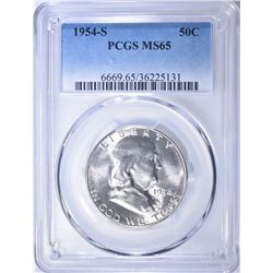 1954-S FRANKLIN HALF DOLLAR  PCGS MS-65
