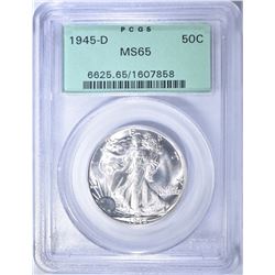 1945-D WALKING LIBERTY HALF DOLLAR PCGS MS-65 OGH