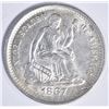 Image 1 : 1867 S SEATED HALF DIME  CH BU SCARCE