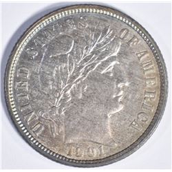 1901 O BARBER DIME  CH BU  COLOR