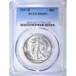 1947-D WALKING LIBERTY HALF DOLLAR  PCGS MS-65+