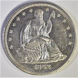 1842 SEATED HALF DOLLAR, CH BU PL