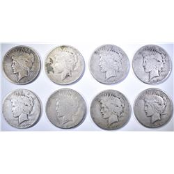 8-LOW GRADE PEACE DOLLARS
