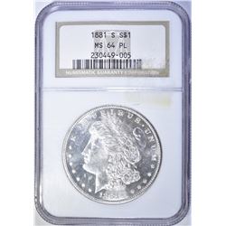 1881-S MORGAN DOLLAR  NGC MS-64 PL