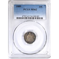 1889 SEATED DIME, PCGS MS-62