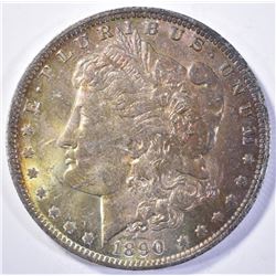 1890-O MORGAN DOLLAR, CH BU RAINBOW COLORS OBVERSE