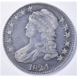 1824 BUST HALF DOLLAR, XF+